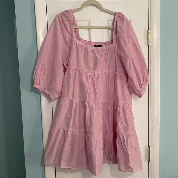 J Crew Puff-sleeve cotton voile beach dress- Pink (Crisp Blossom) - Picture 1 of 3